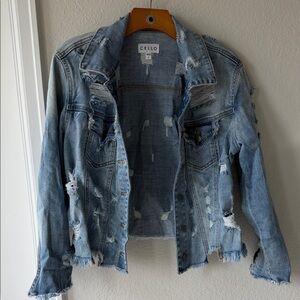 Cello Women's Light Blue Distressed Jean Jacket
